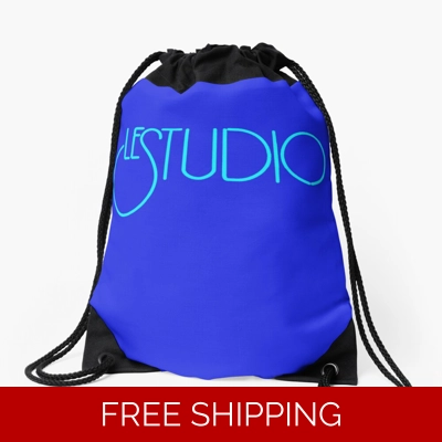 Le Studio Drawstring Bag Royal Blue Aqua Blue Logo